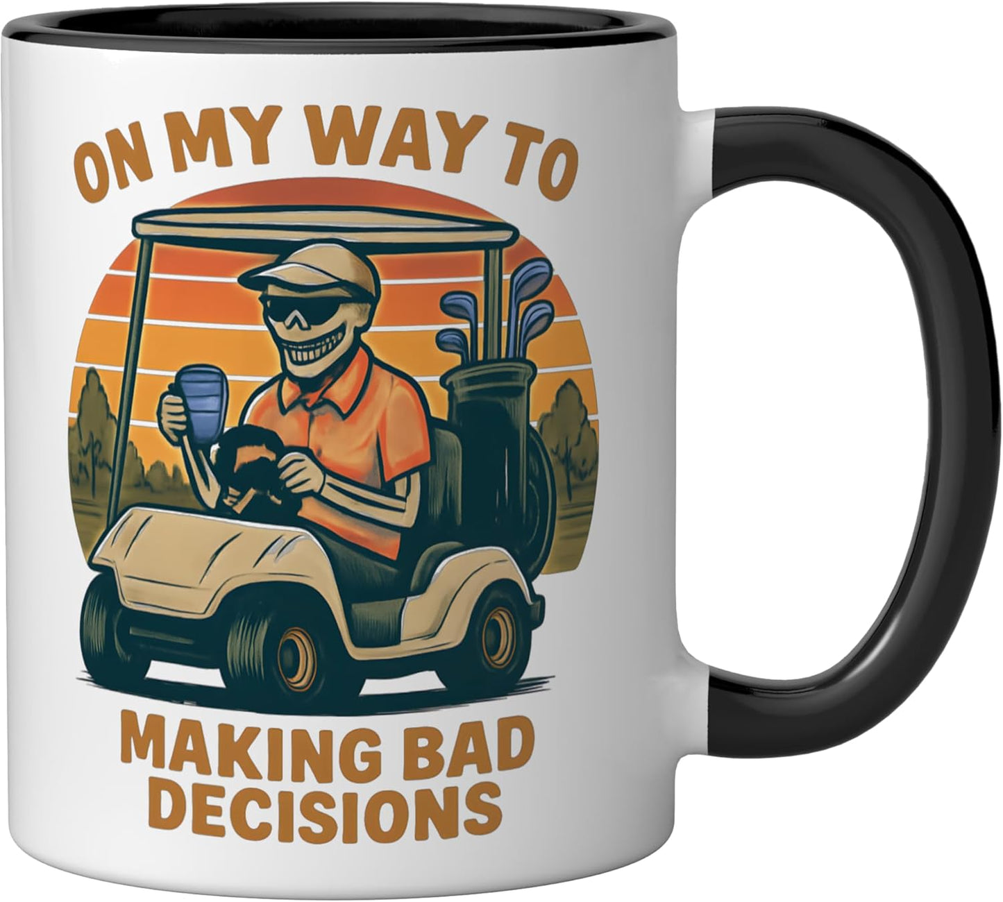 Taza Cerámica Golfista Humorística Negro/Blanco