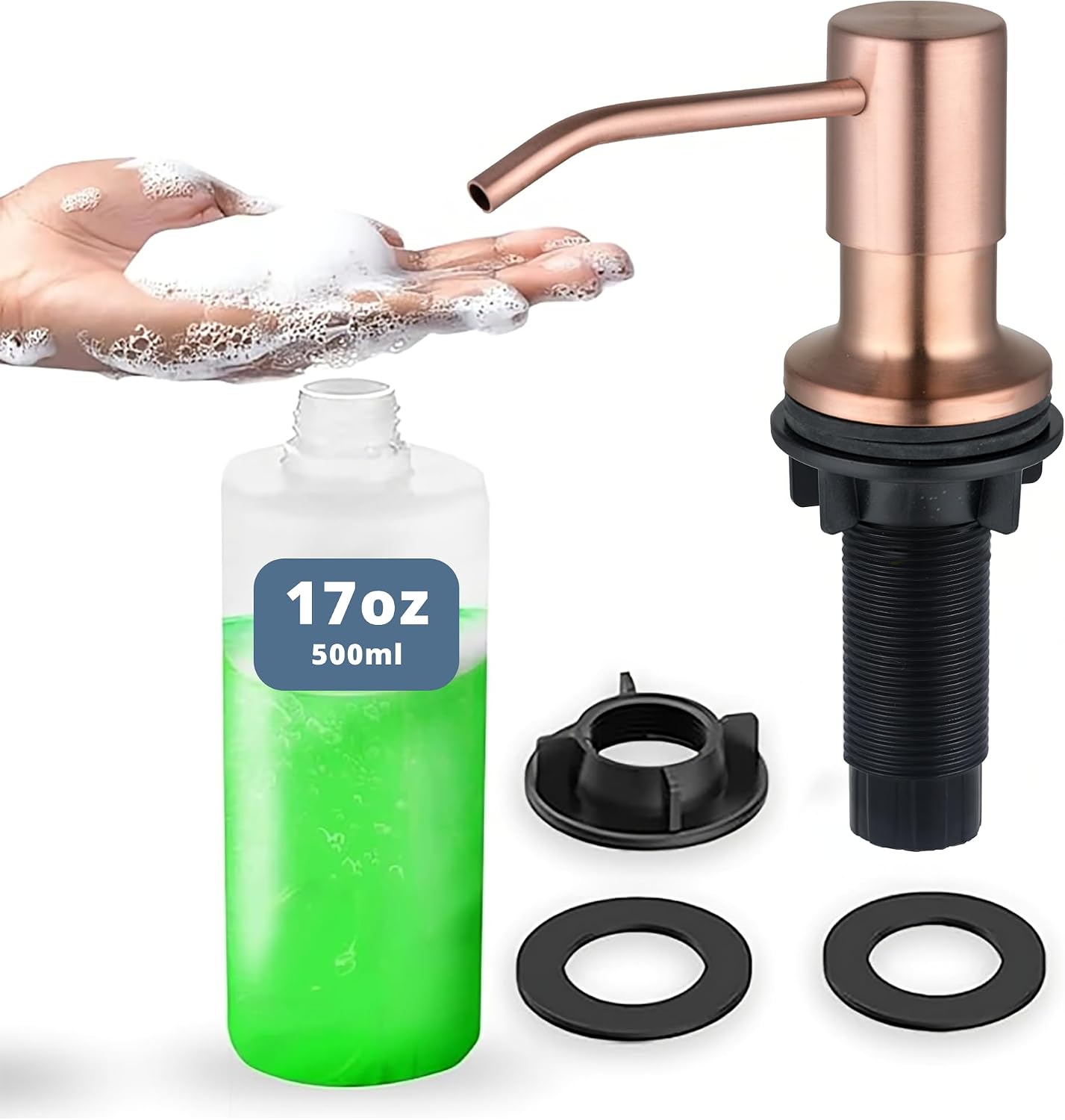 Dispensador jabón fregadero acero inox bomba bronce 17oz
