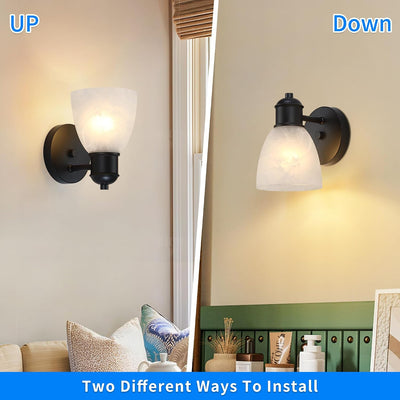 2 Pzas Apliques Pared Luces Tocador Negro Mate Vidrio