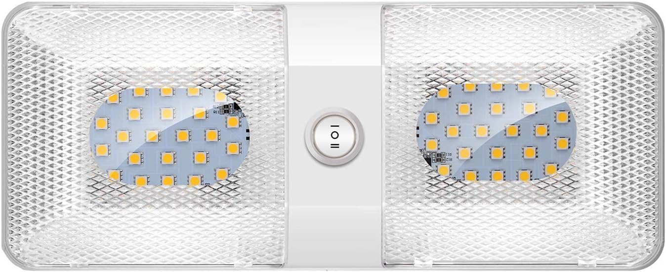 Luz LED techo doble 12V 6W 600lm blanco cálido para caravana