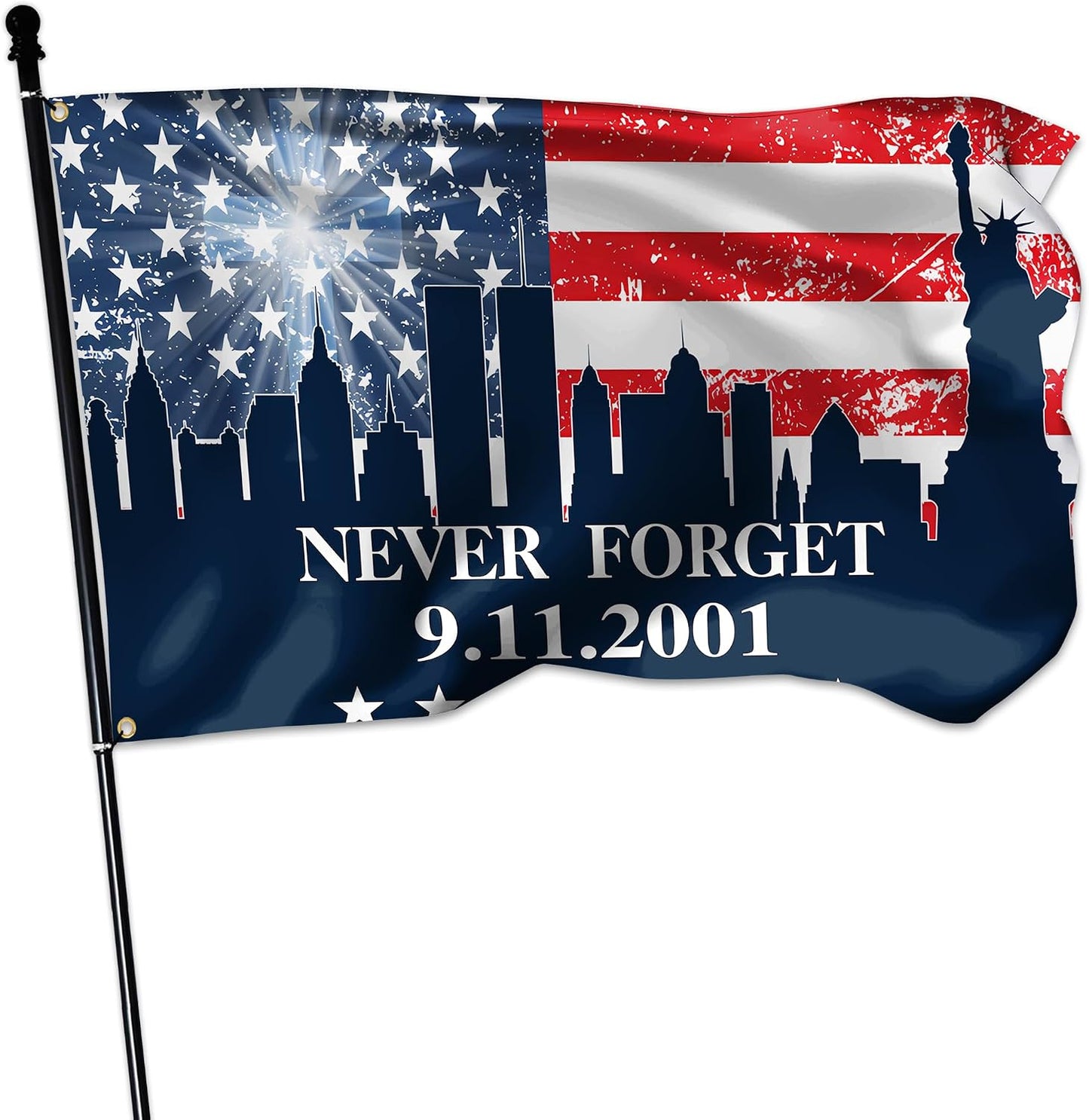 Bandera 911 Never Forget 3x5 poliéster doble cara