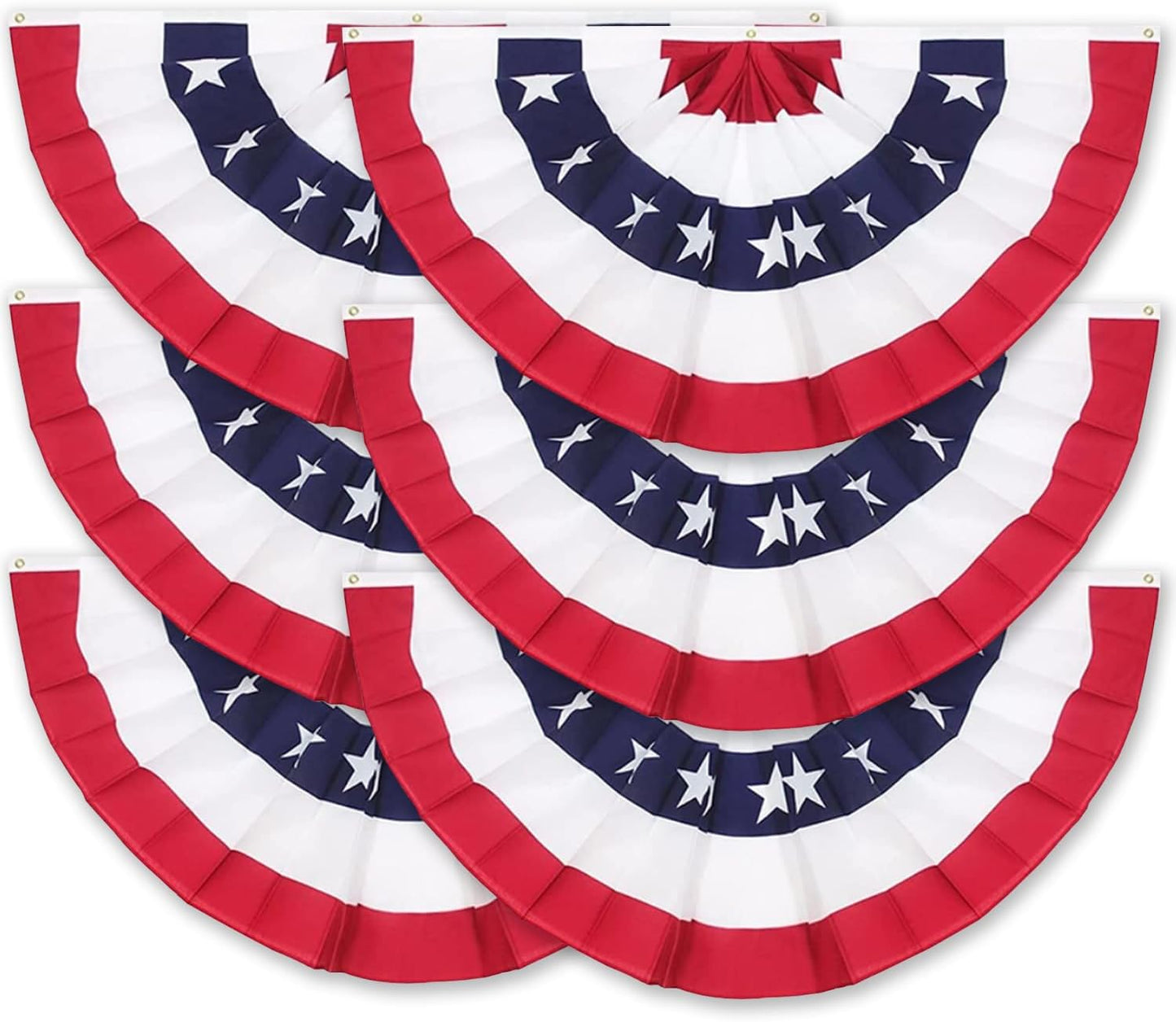Bandera plisada 2x4ft set 6 banderines patrióticos