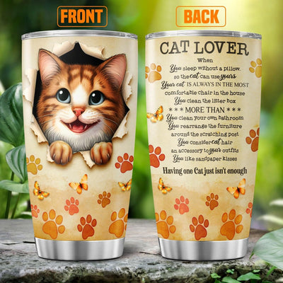 Vaso 20oz con tapa y pajita para amantes de gatos