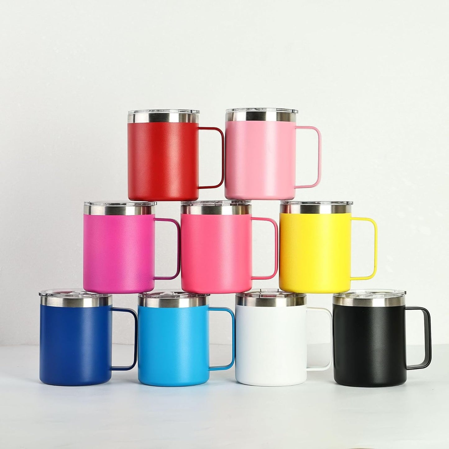 Taza café 12oz acero inox doble pared aislada amarillo