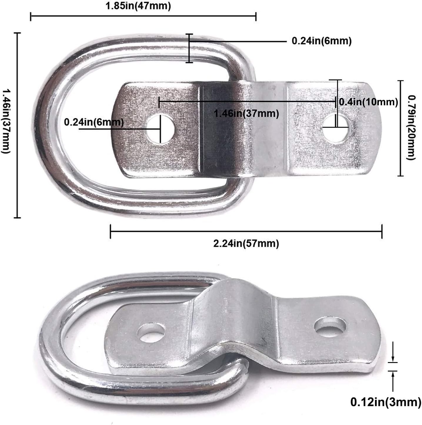 12 Amarres Anilla D 1/4" para RV ATV SUV Barcos