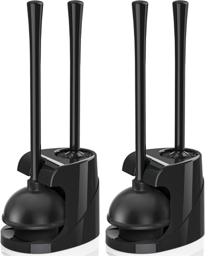 Set 2en1 émbolo y cepillo inodoro 5.7pulg negro