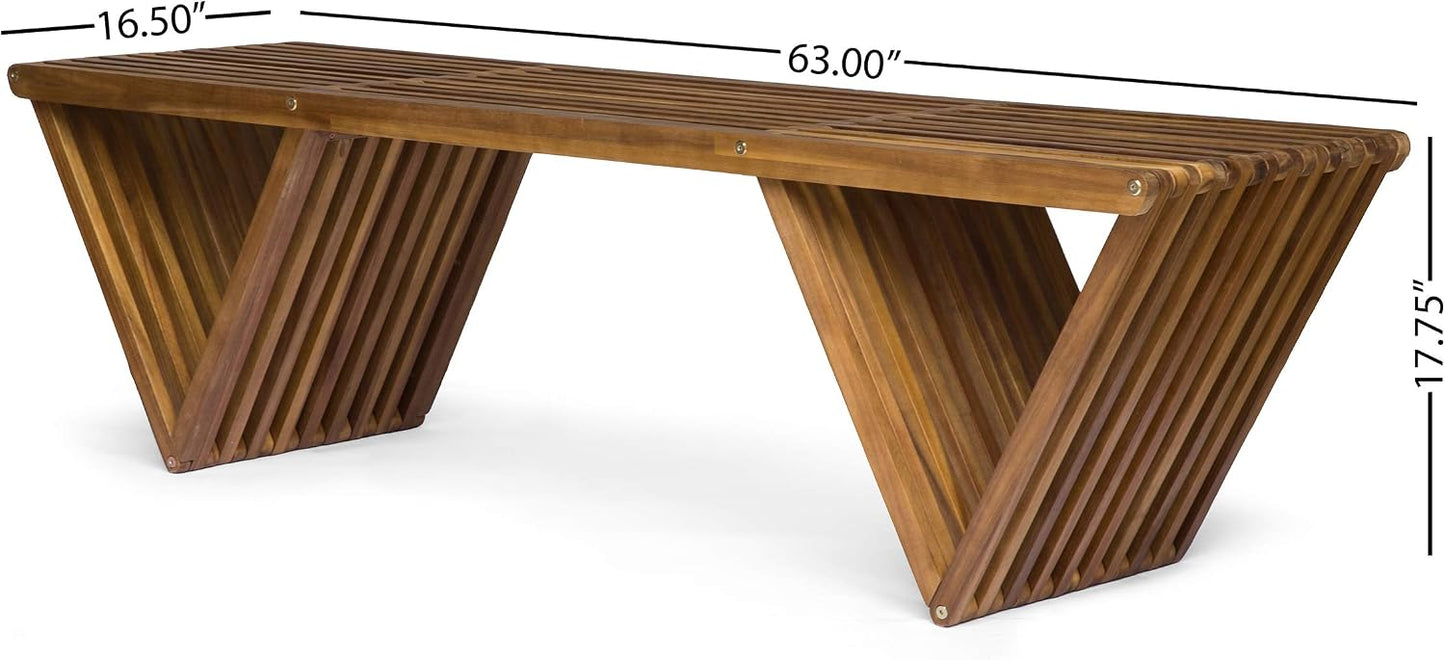 Banco madera acacia exterior acabado teca