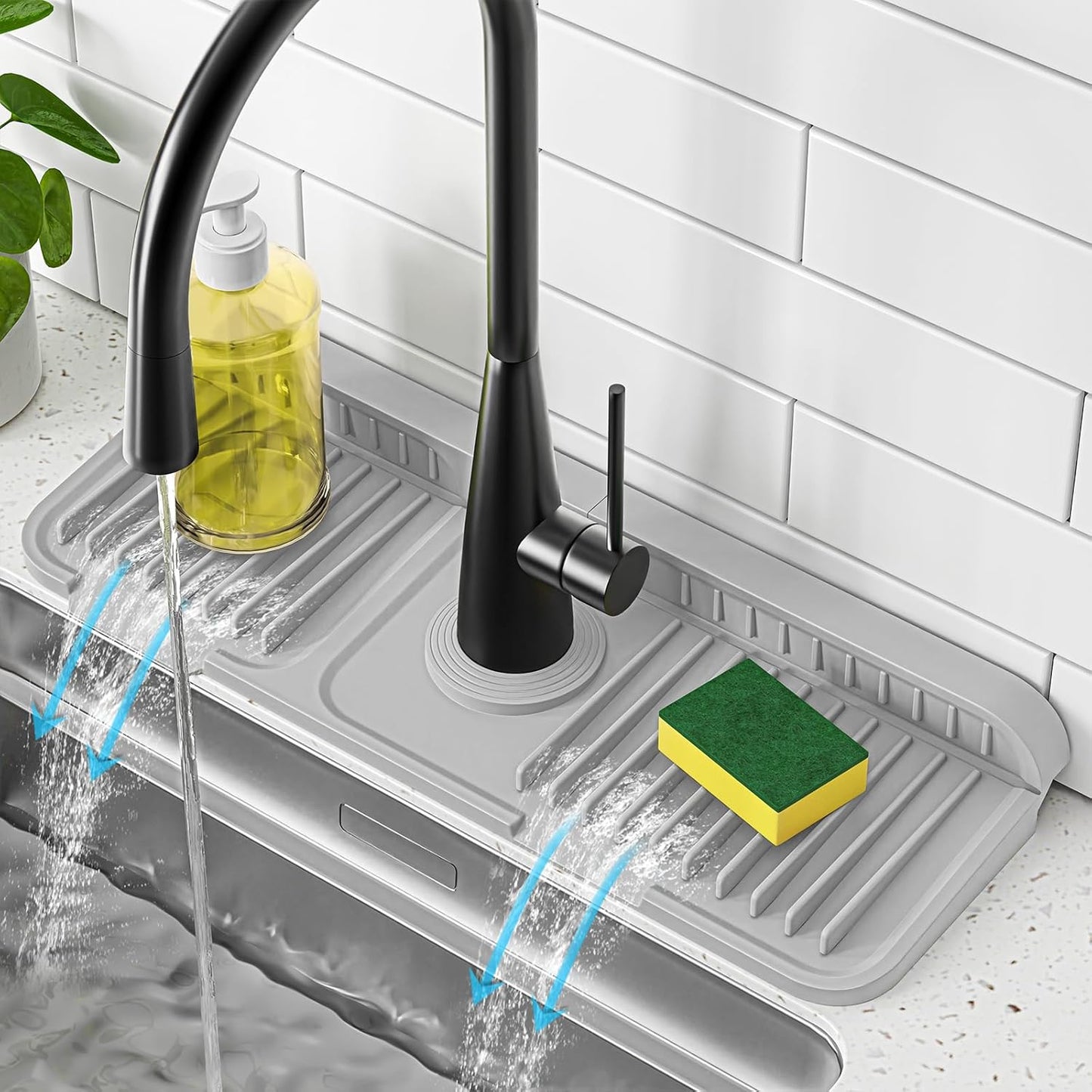Tapete de grifo de cocina con pendiente de 7° protector contra salpicaduras