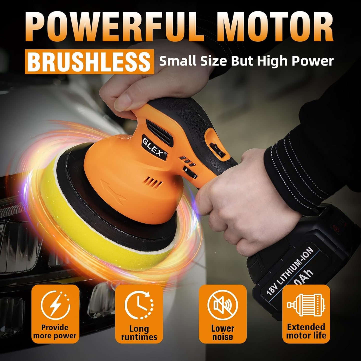 Pulidora eléctrica inalámbrica 6" 18V 4.0AH*2 6600RPM