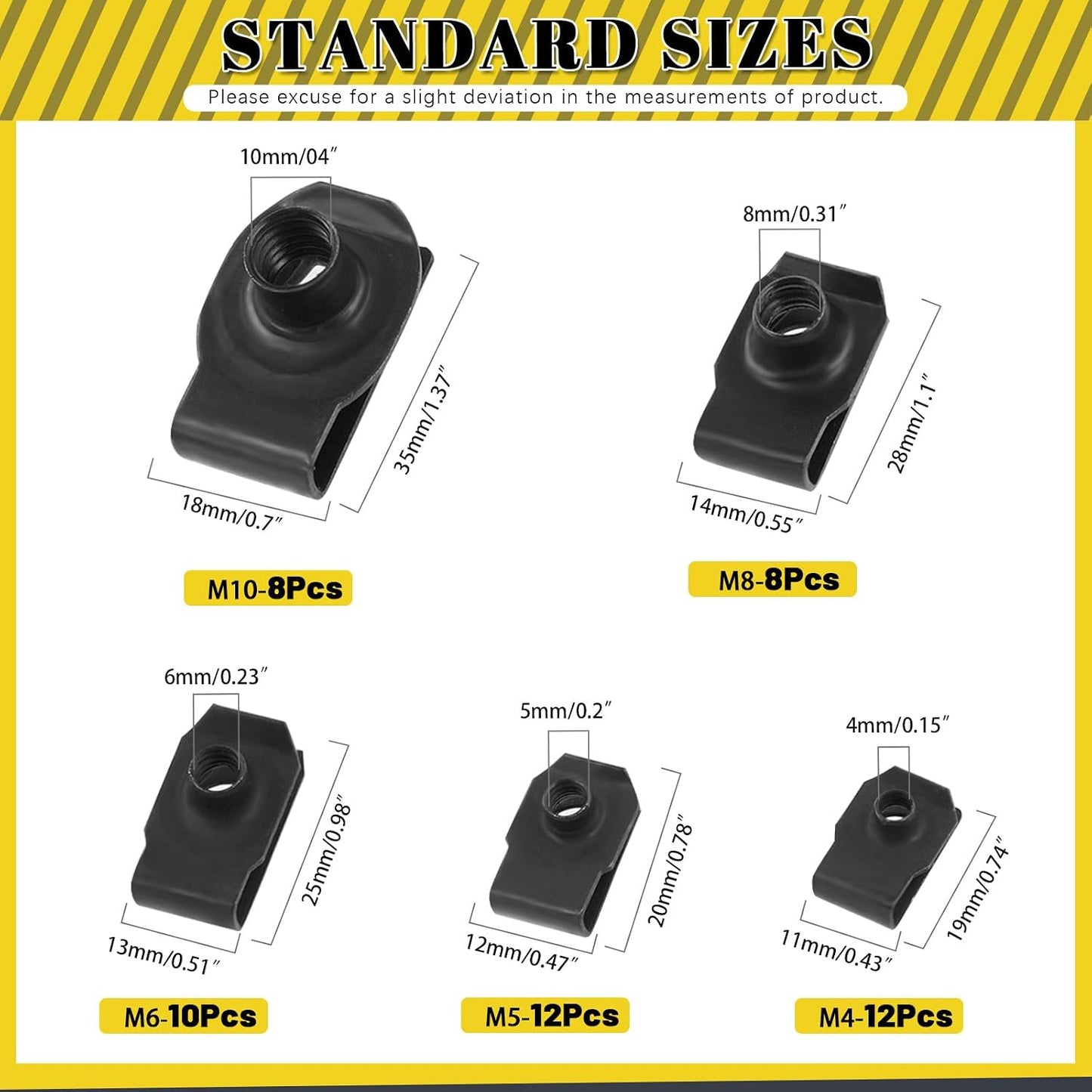 50 Pzas U-Clip M4-M10 para Auto Parachoques Puerta