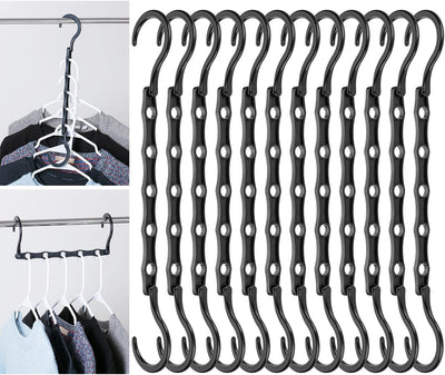 Perchas plástico ahorra espacio 12 pzas color negro