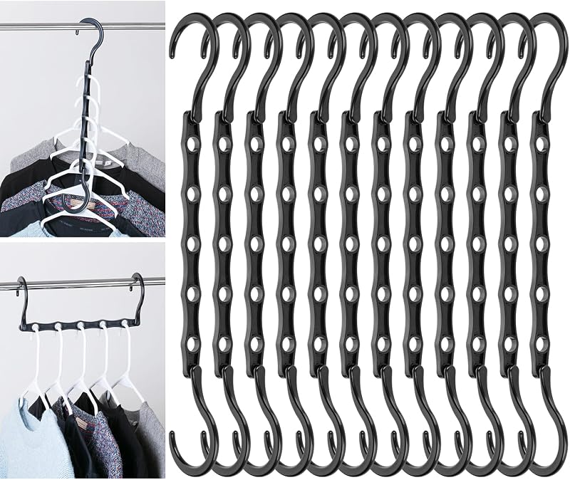 Perchas plástico ahorra espacio 12 pzas color negro