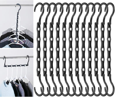 Perchas plástico ahorra espacio 12 pzas color negro