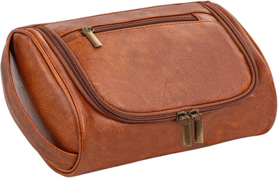Neceser hombre viaje 9x5.9x3pulg marrón resistente agua