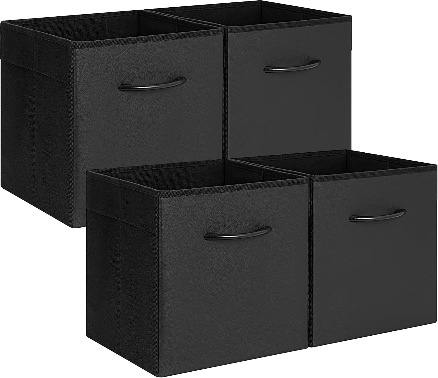 Cubos almacenamiento negro cuero 11" asa plegables set 4