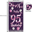 Cartel feliz cumpleaños 95 años rosa morada decoración puerta