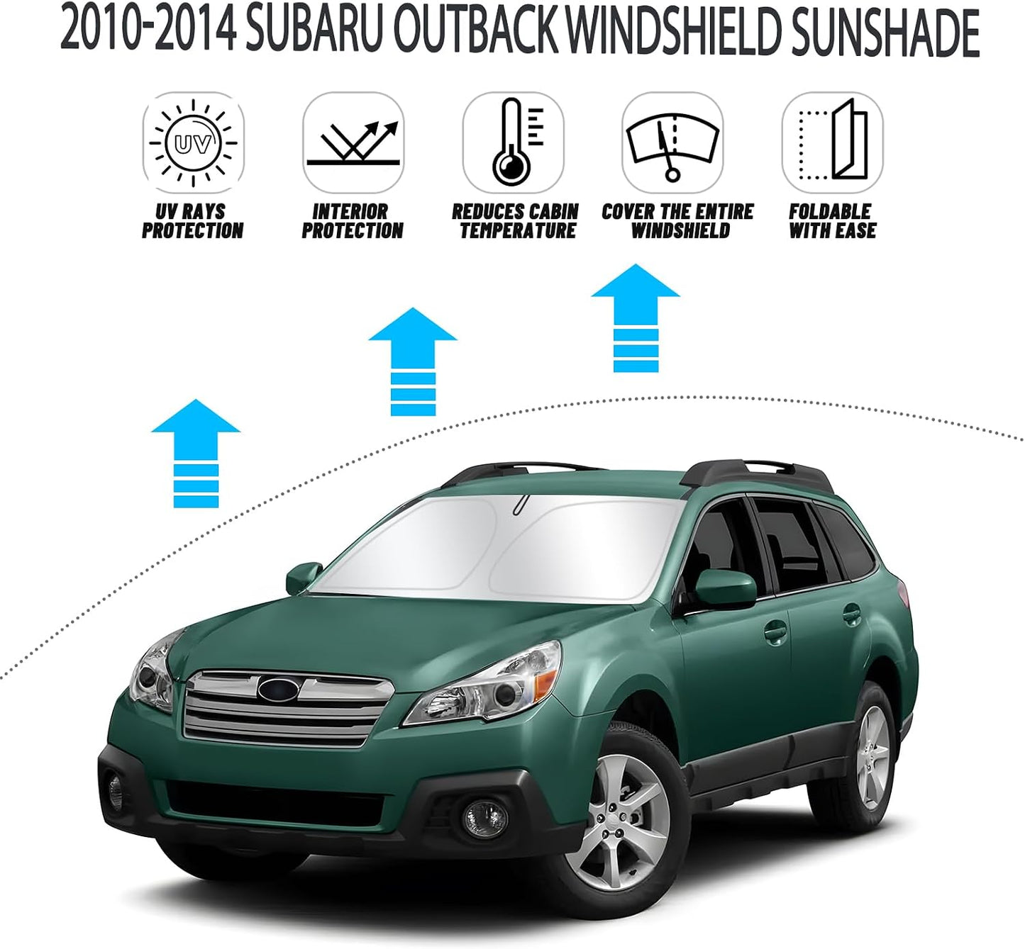 Visera sol para Subaru Outback 2010-14 210T plegable 2 capas