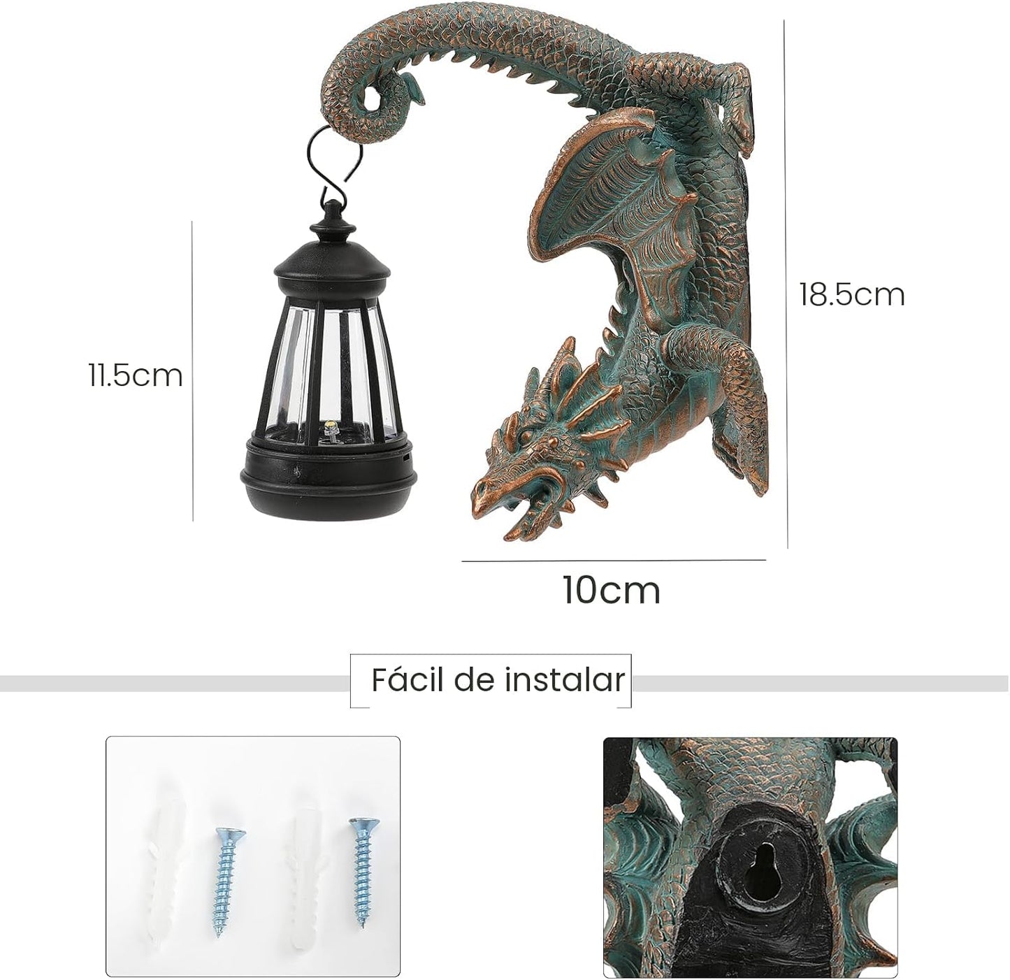 Estatua dragón solar para pared jardín gótico