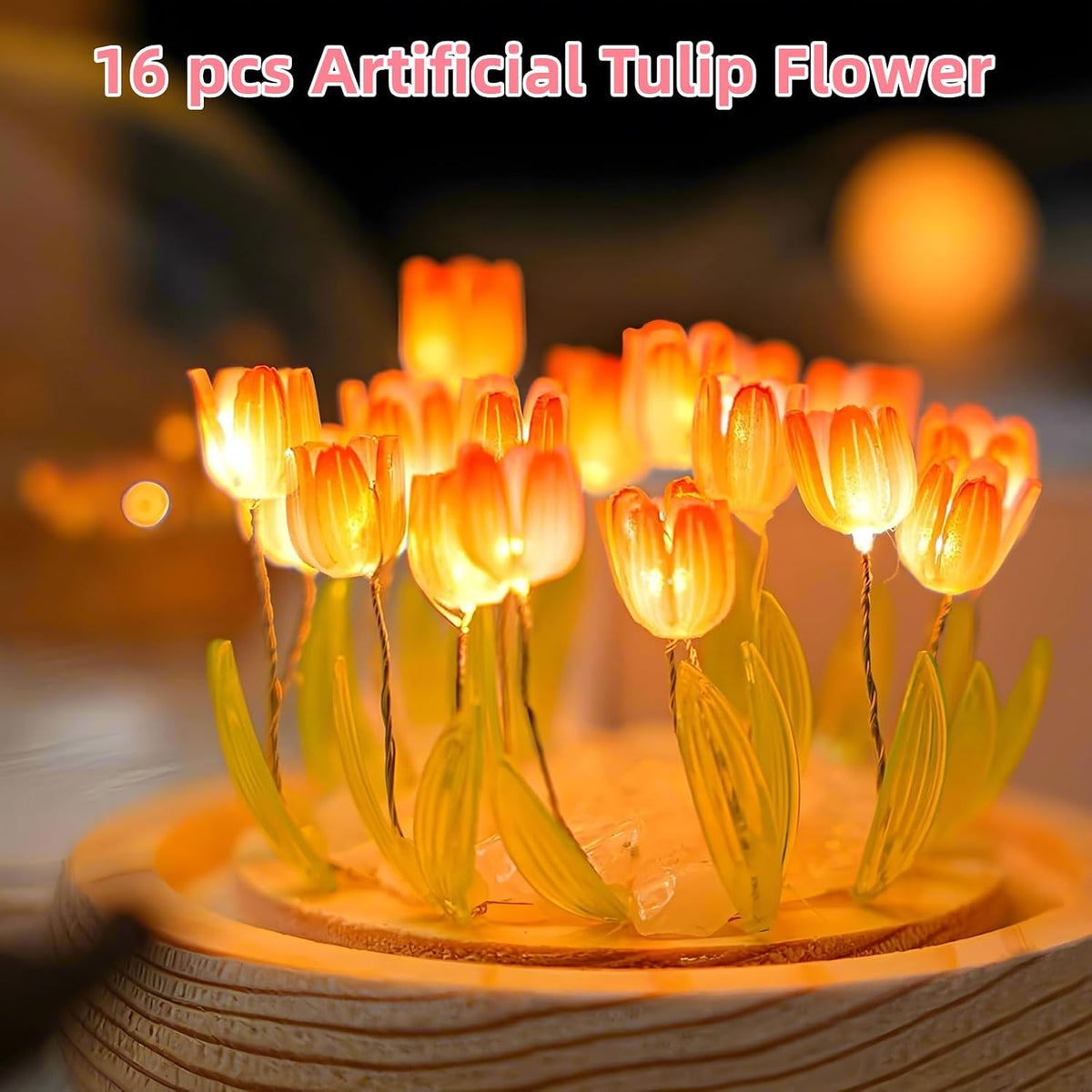 Lámpara tulipán con cúpula cristal para hogar y regalo