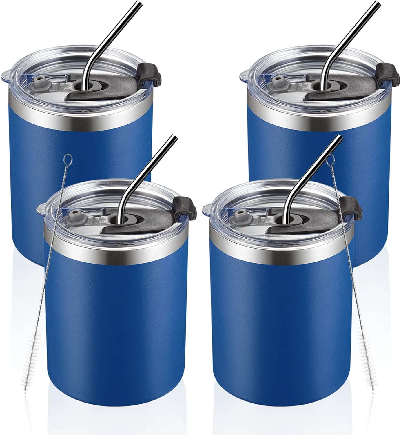Vaso acero inox 12oz doble pared con popote y tapa