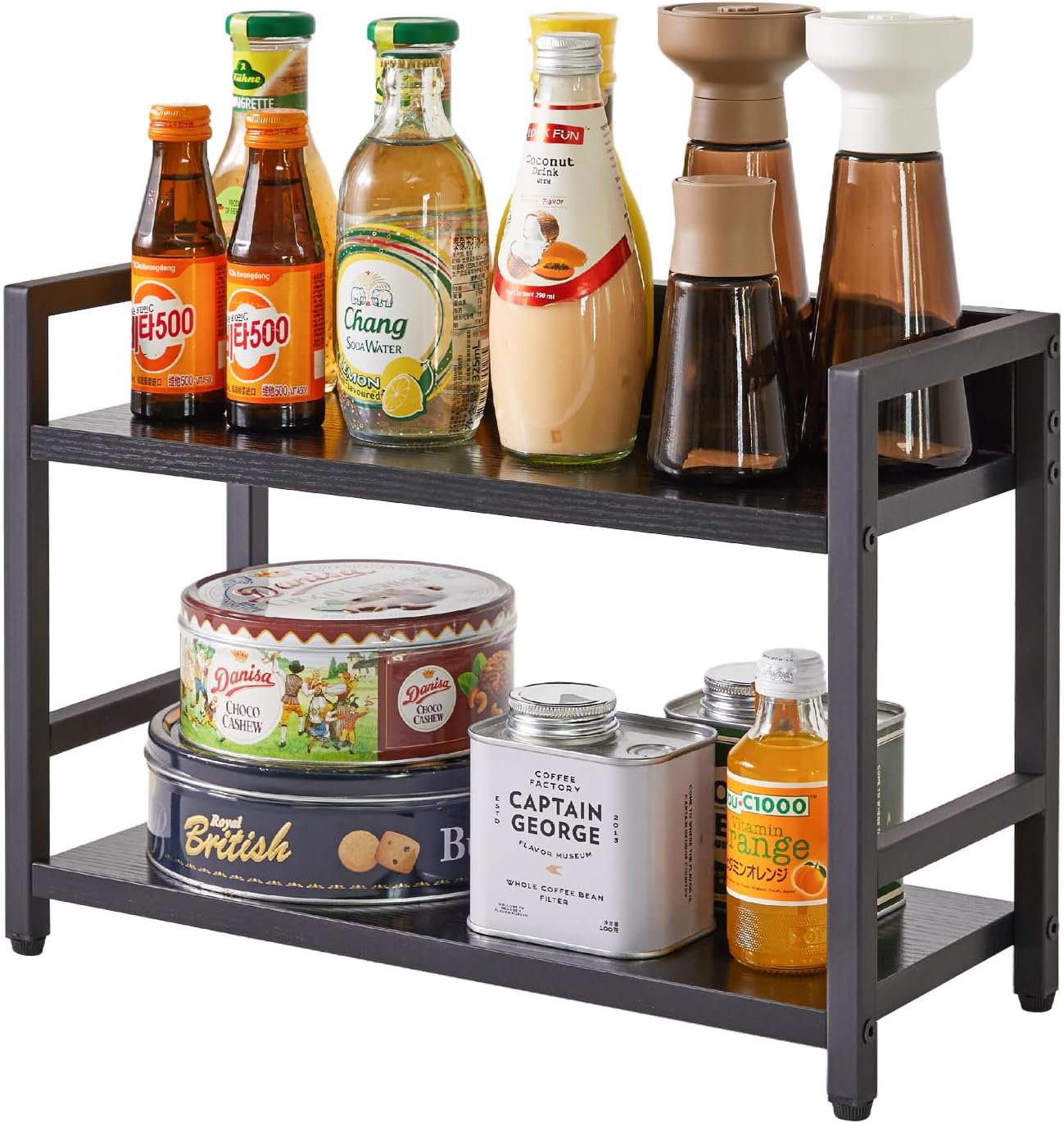 Estante 2 niveles organiz. cocina negro