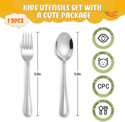 Set 12 Pzas Cubiertos Acero Inox para Niños