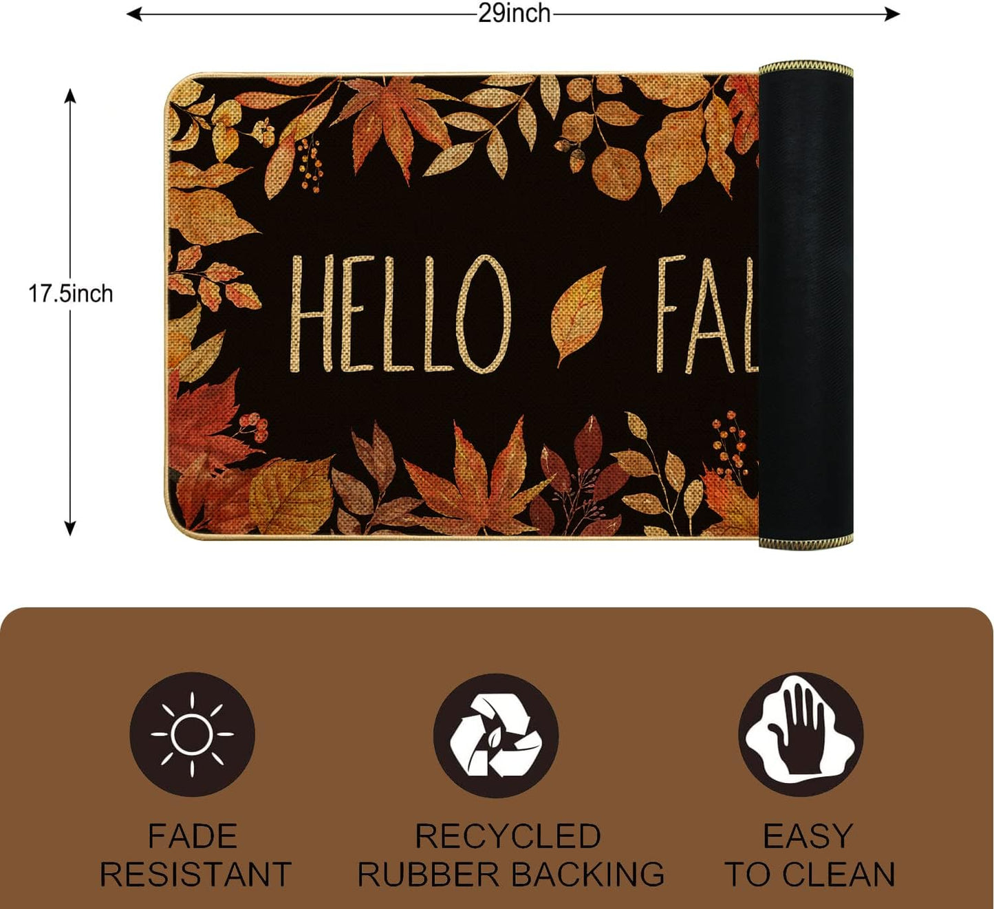 Felpudo decorativo hojas arce antiderrap 29x17"