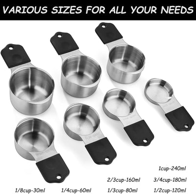 Set 7 Tazas Medidoras Acero Inox Magnéticas Apilables