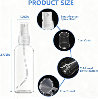 4 Botellas Spray 2oz Transparentes Viaje A Prueba de Fugas