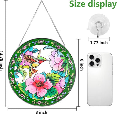 Atrapasoles colibrí 8pulg vitral decoración ventana colgante