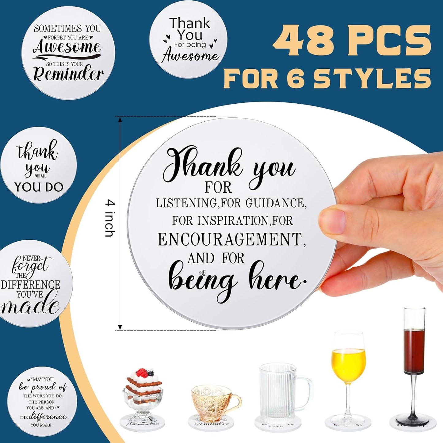 24 Pzas Posavasos Cerámica Corcho Estilo Elegante