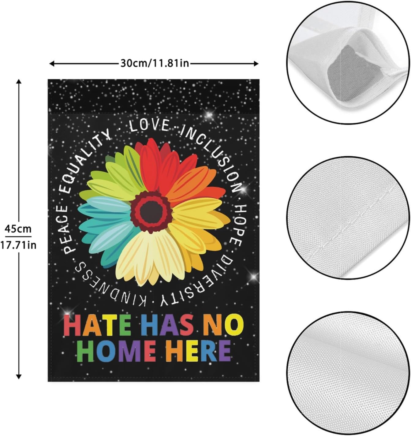 Bandera jardín Hate Has No Home Here doble cara