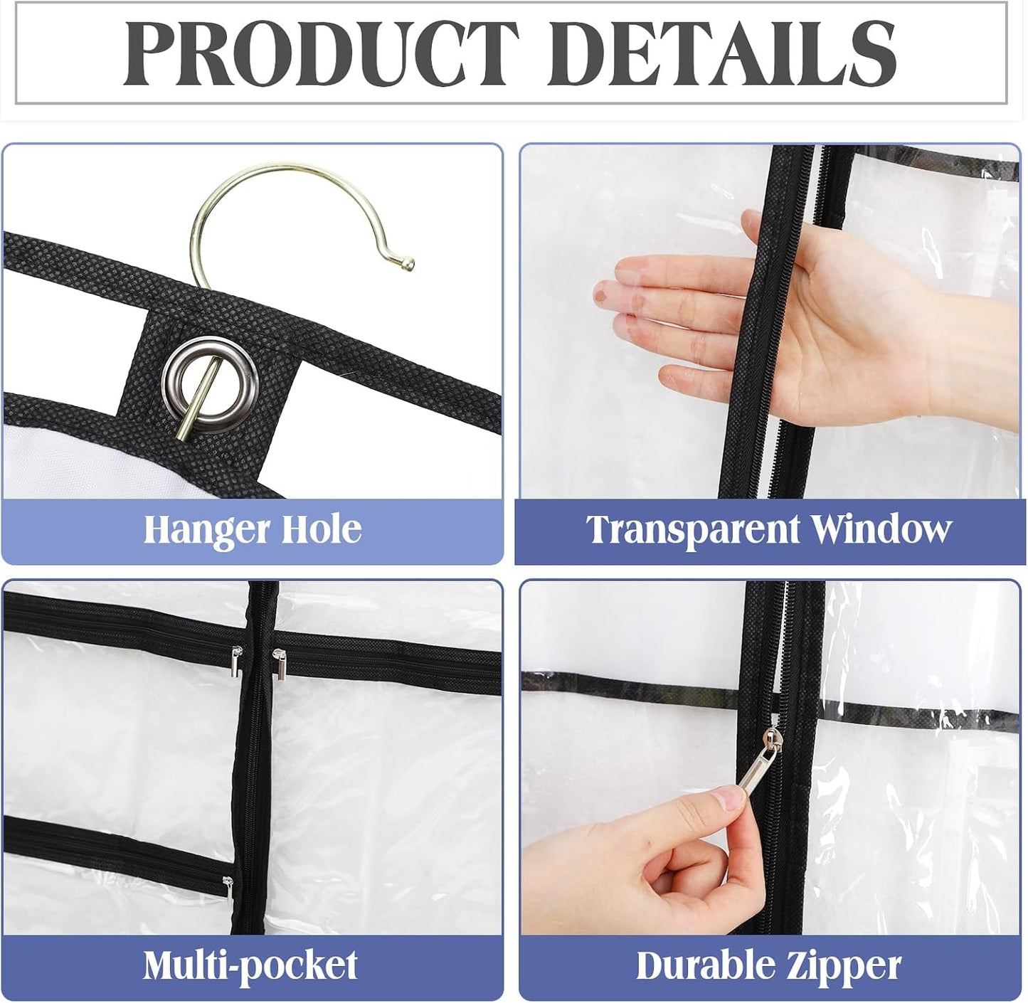 8 Bolsas PVC transparente para disfraces 40" con 3 bolsillos