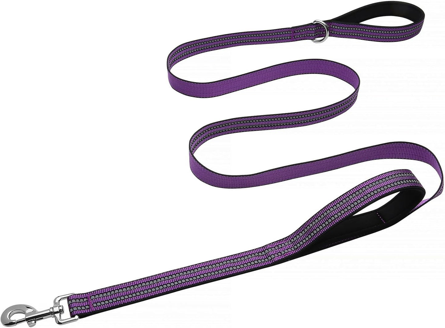 Correa perro 6ft 2 asas acolchadas reflectante morado