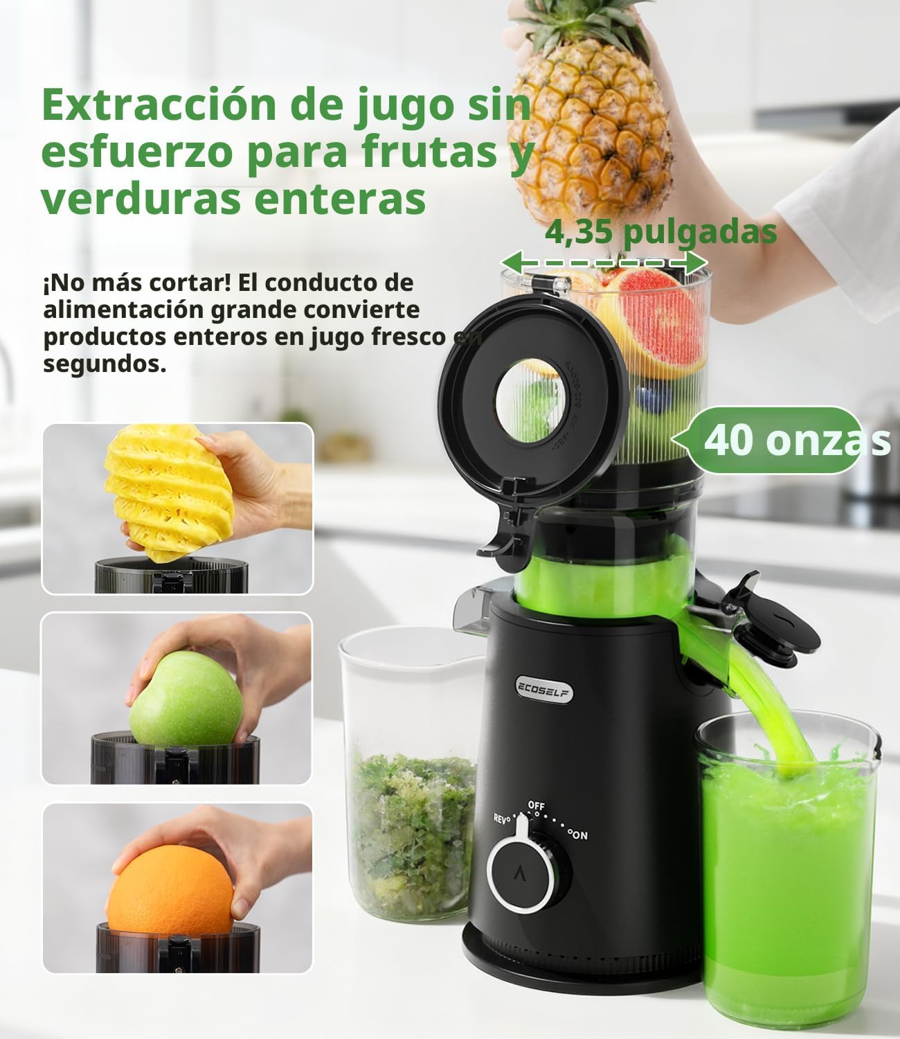 Exprimidor frutas verduras tolva ancha autoalimentado
