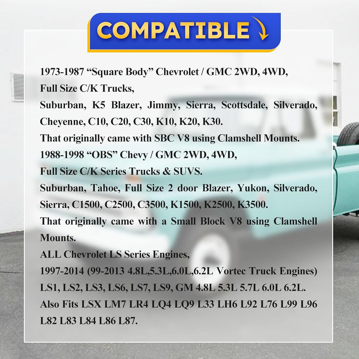 Soporte motor ajustable Chevy GMC C/K 73-98