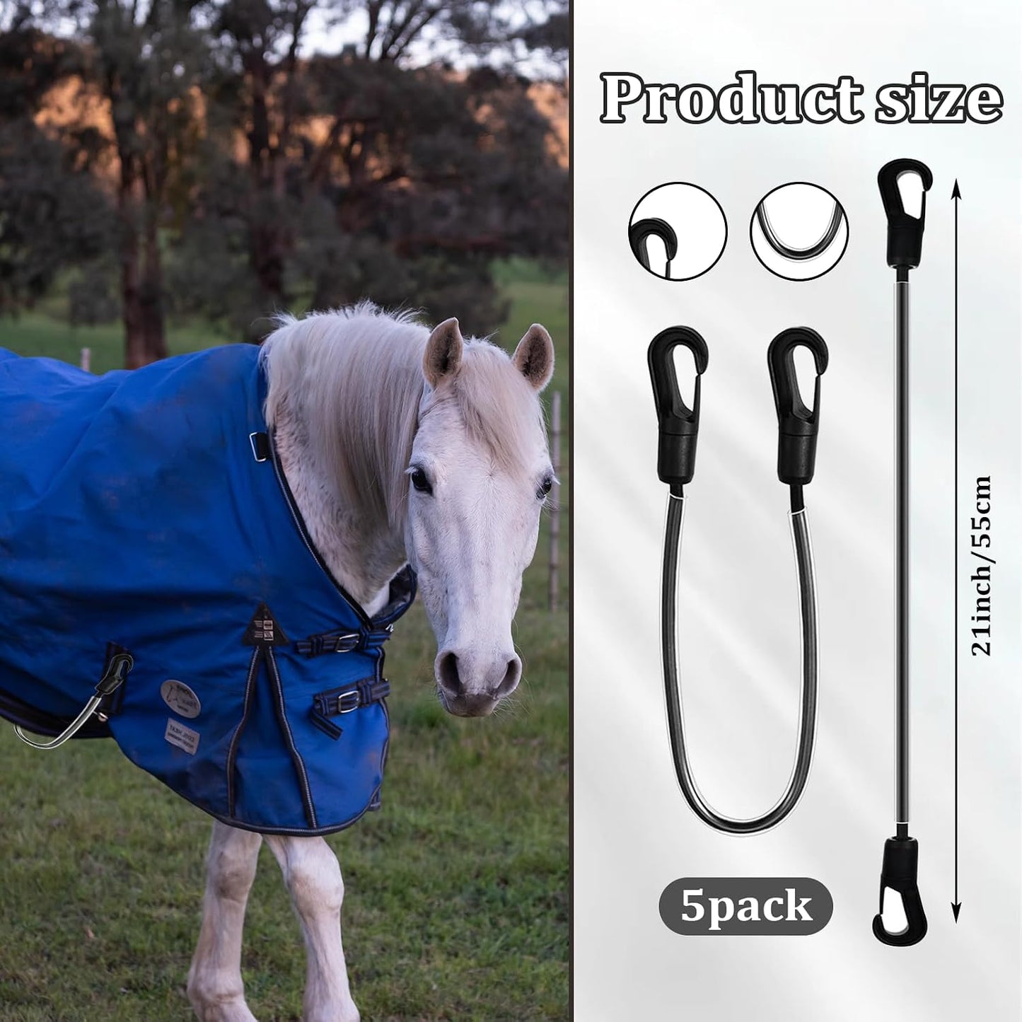 5 Correas elásticas ajustables para manta caballo