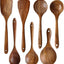7 Cucharas de Teca Natural para Cocina Antiadherentes