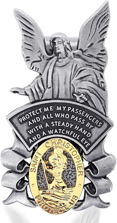 Medalla San Cristóbal visera ángel guardián conducción