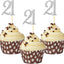 24 Pzas Adornos Cupcakes Plateado 21 Cumpleaños