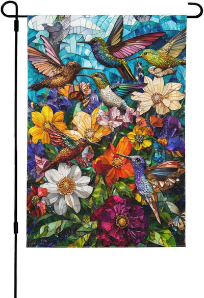Bandera jardín colibrí 12.5x18pulg doble cara