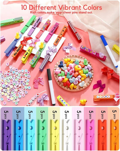 Pinzas decorativas madera arco iris set 50 manualidades