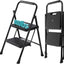Escalera plegable 2 escalones acero 800lb con pasamanos