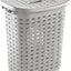 Cesta mimbre plástico para ropa con tapa 8 pzas gris cemento