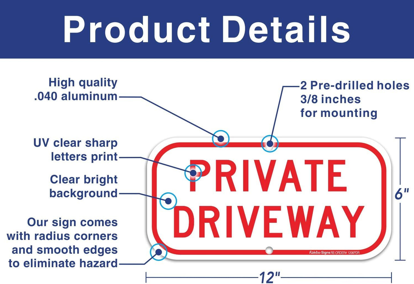 2 Señales privadas aluminio 12x6" UV resistente impermeable