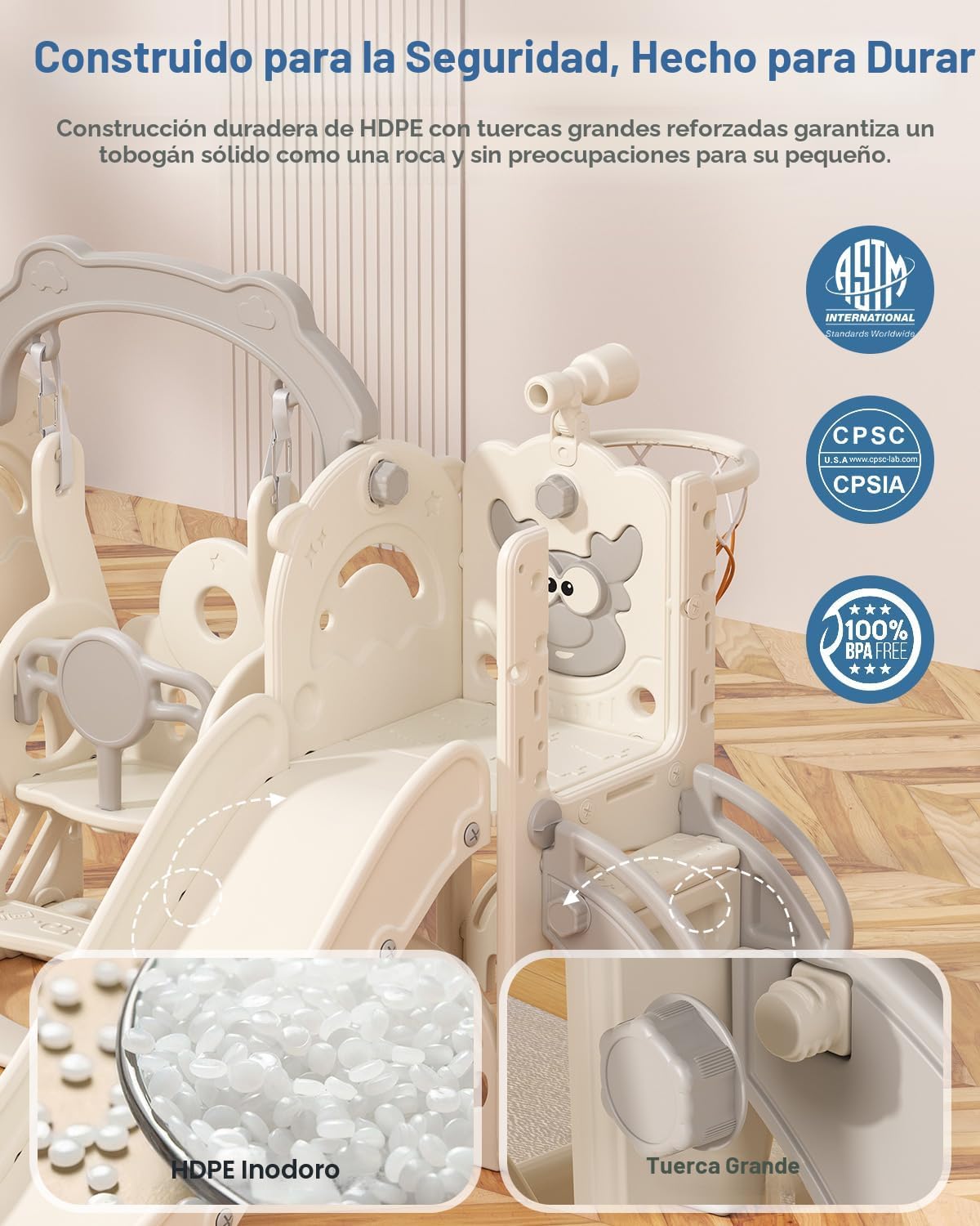Set tobogán y columpio 7en1 para niños 1 año color