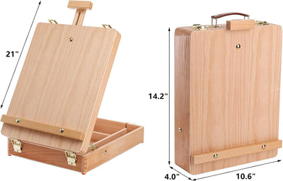 Caja almacenamiento caballete madera haya para pintar adultos