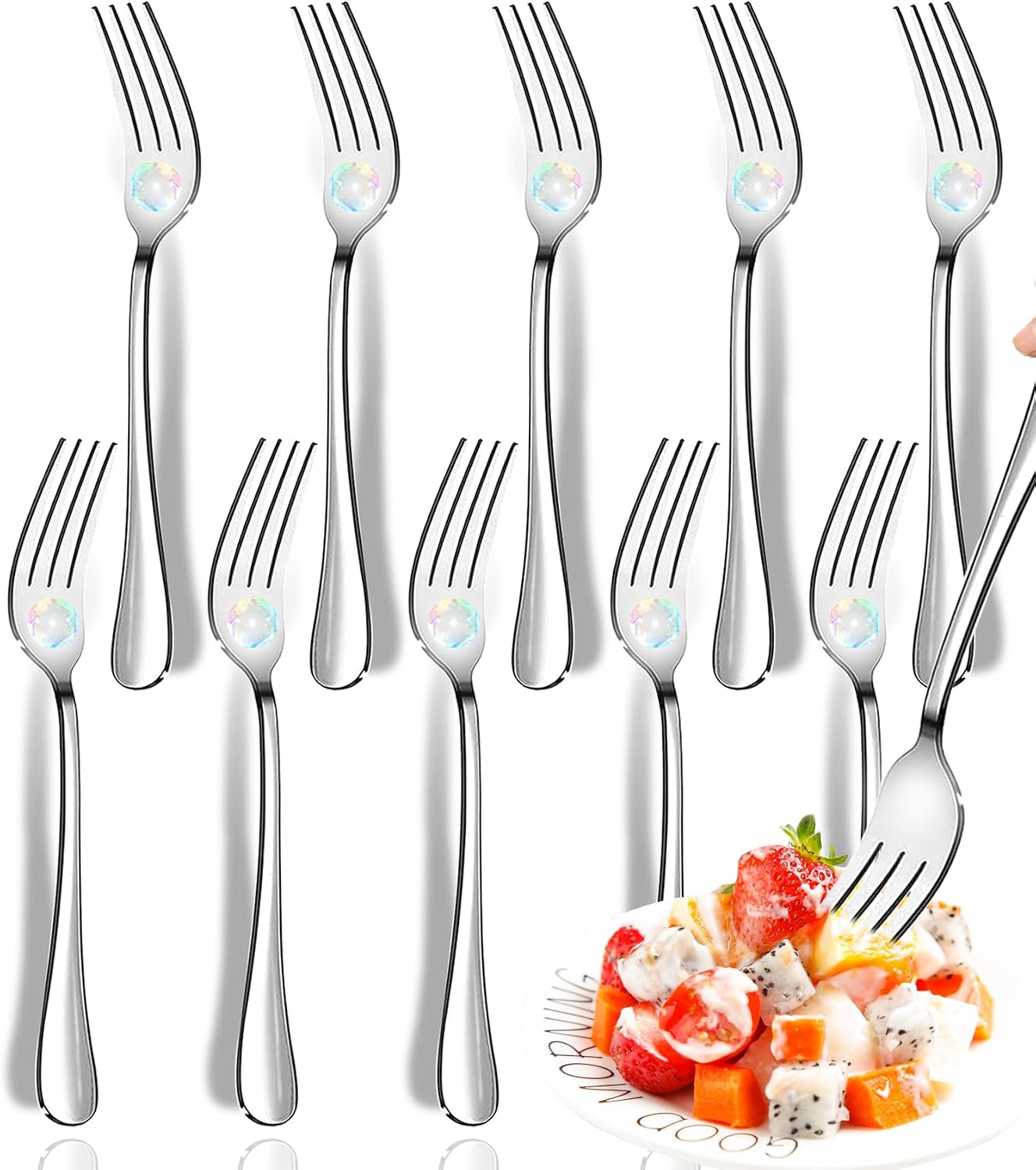 Set 10 Tenedores Acero Inox 8pulg Apto Lavavajillas