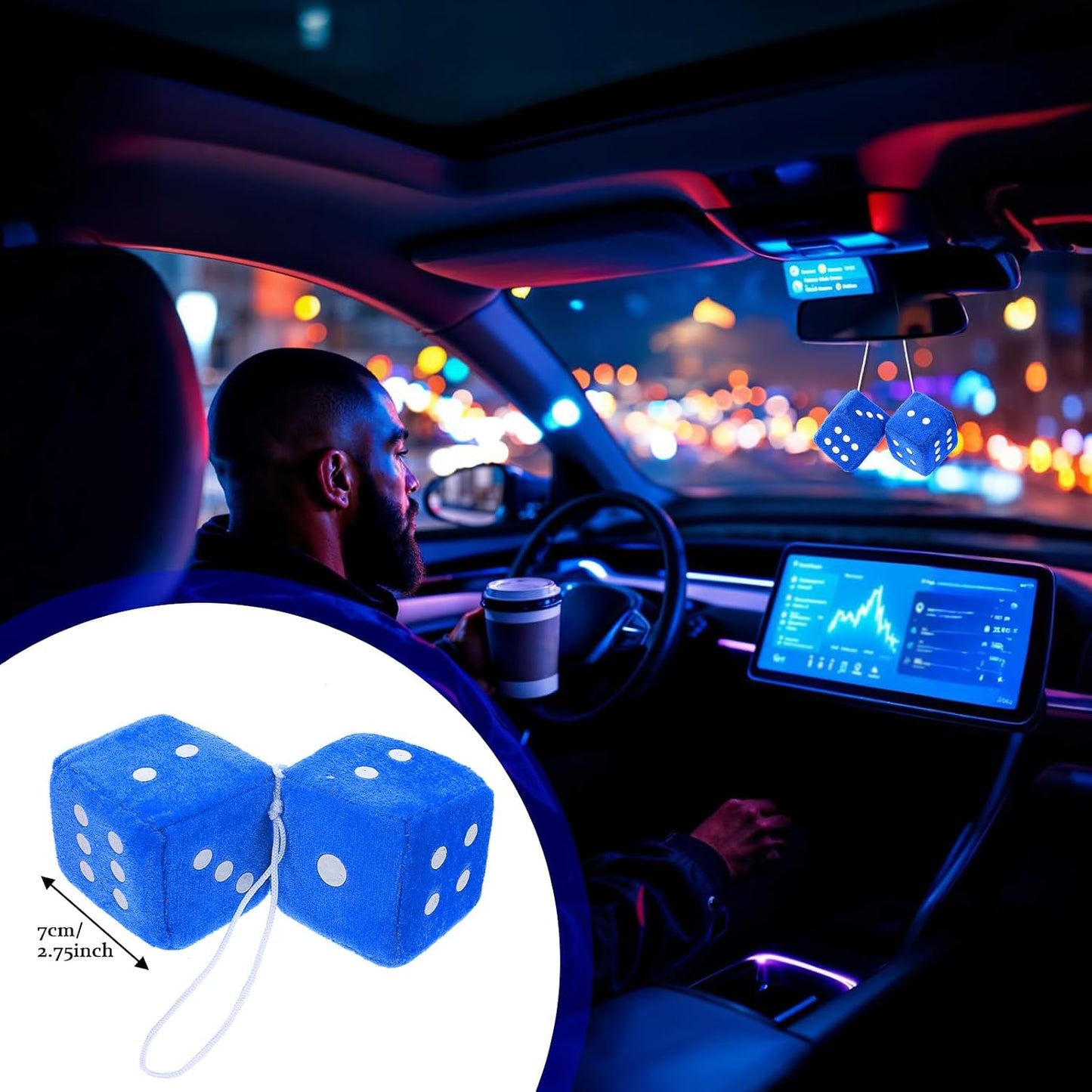 10 Pares Dados Peludos para Espejo Coche 2.75"