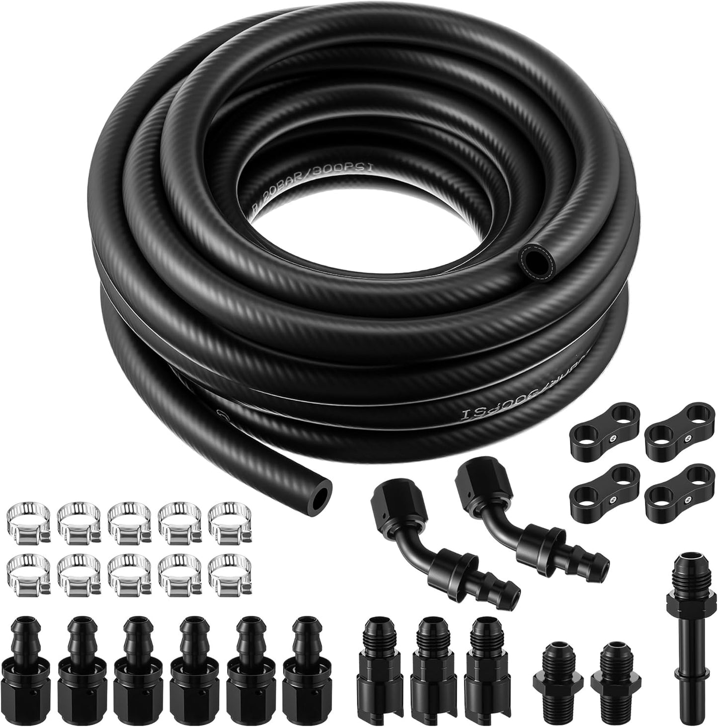 Kit manguera combustible 6AN 3/8 25pies 300psi 14 accesorios